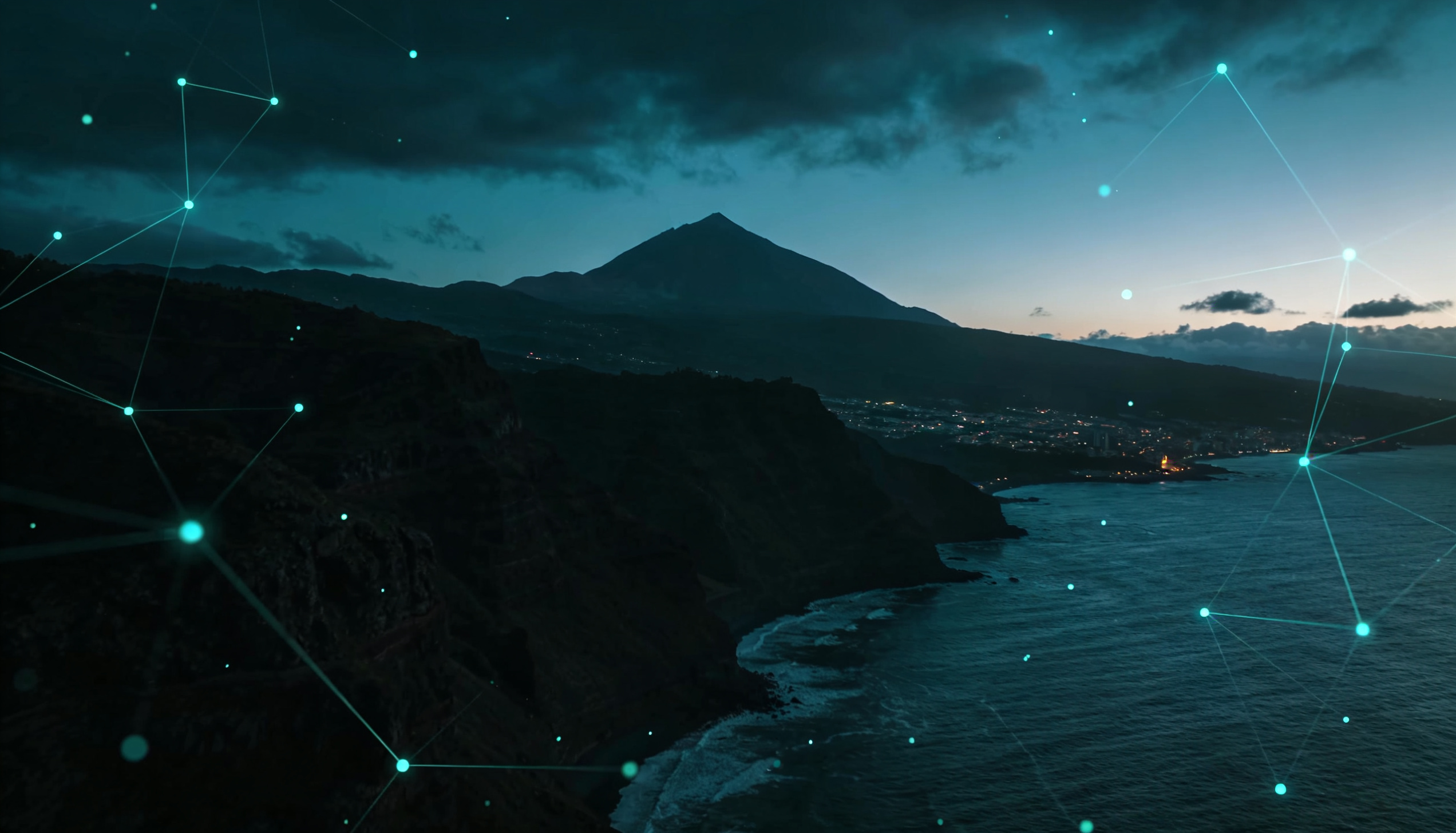 Tenerife al atardecer con red digital